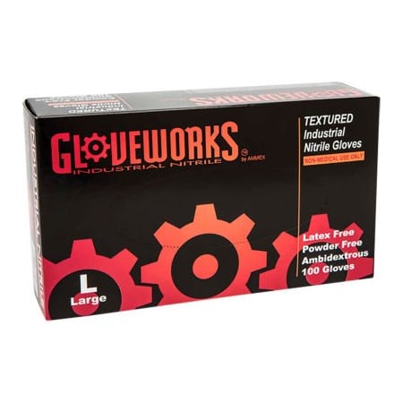 Ammex Gloveworks, Nitrile Disposable Gloves, 5 mil Palm , Nitrile, Powder-Free, 2XL, 100 PK, Blue INPF49100